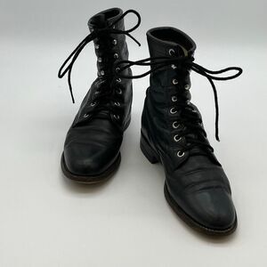 Black Lace-Up Women's Ankle Boots - Classic Leather Style